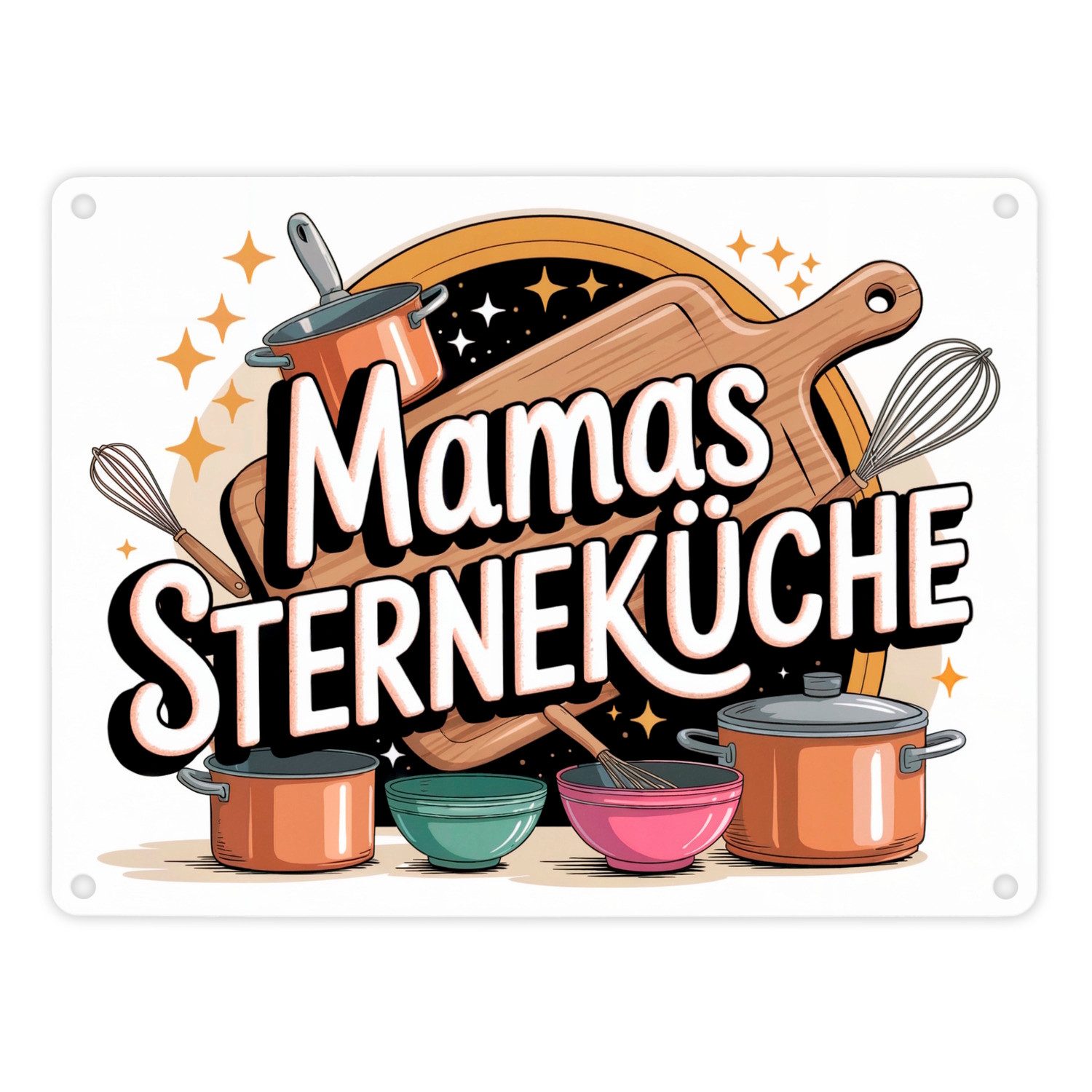 speecheese Metallschild Mamas Sterneküche Metallschild in 15x20 cm