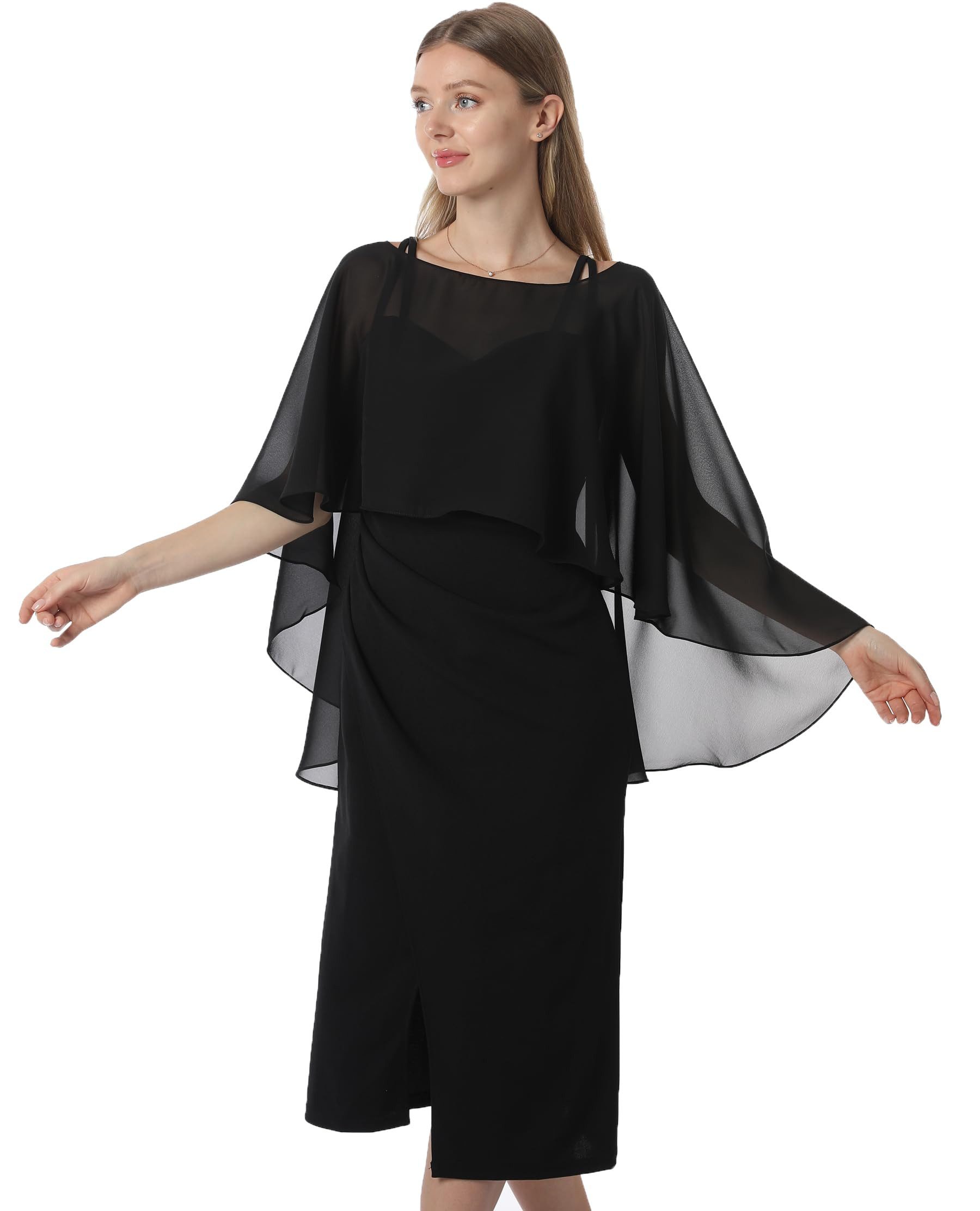 nsihing Bolero Damen Chiffon Cape Schals für Hochzeitskleider Elegantes Bankett Capelets für Hochzeit Braut Abendkleid Brautkleid Sommer