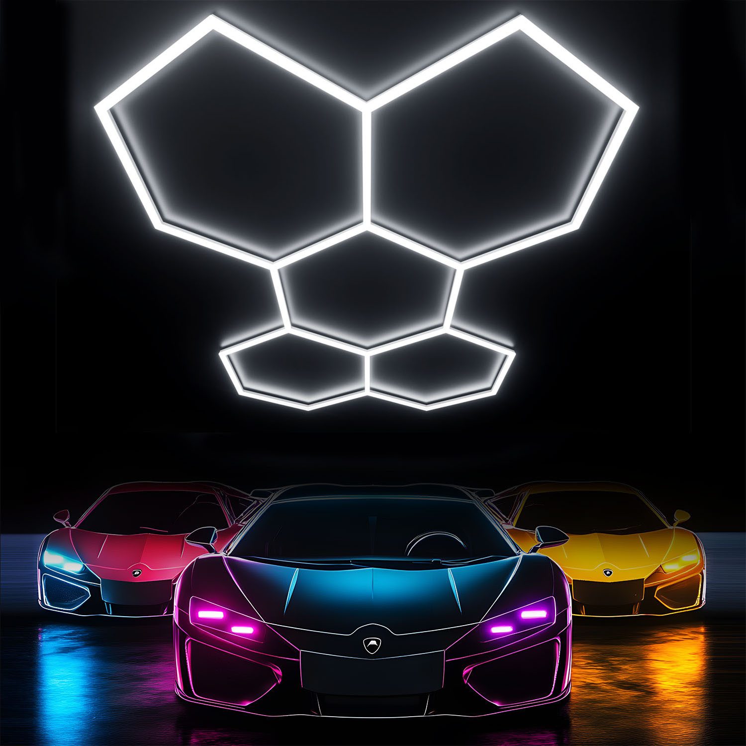 oyajia Deckenleuchte 5/14 Packs Hexagon Größer, LED Deckenleuchte Garage Light 720W 86400lm, ohne Rand, LED fest integriert, Kaltweiß, LED Deckenleuchte für Gar – Bild 4 von 5