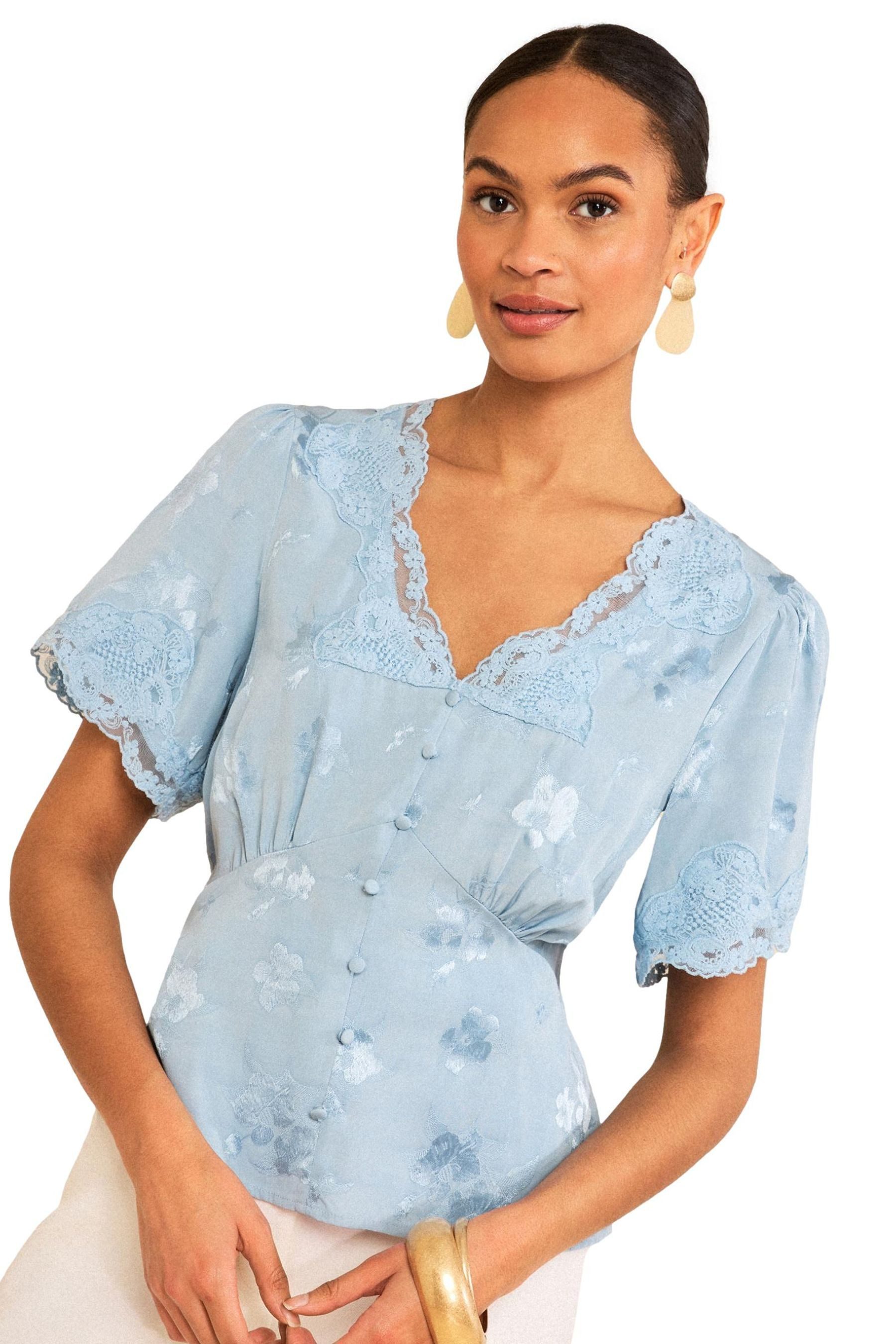 Love & Roses Kurzarmbluse Love & Roses Oberteil mit Satin + Spitze, Regular (1-tlg)