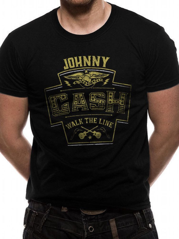 Johnny Cash Print-Shirt Johnny Cash T-Shirt Walk The Line Herren Schwarz Johnny Cash Band T-Shirt
