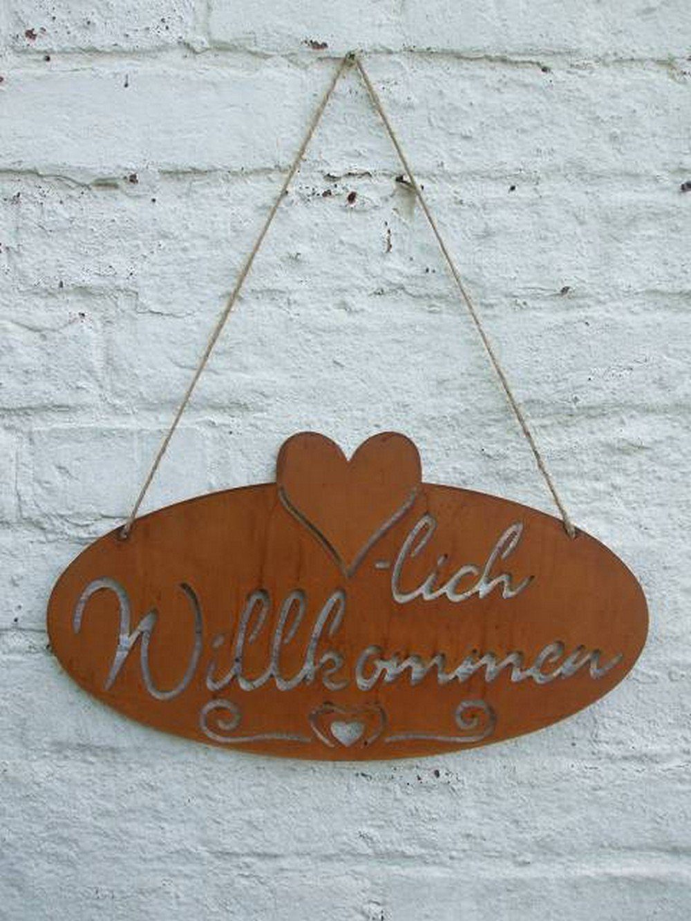 Deko-Impression Dekohänger Dekoratives Eisenschild, Herzlich Willkommen, 40 x 22 cm, Rost (1 St)