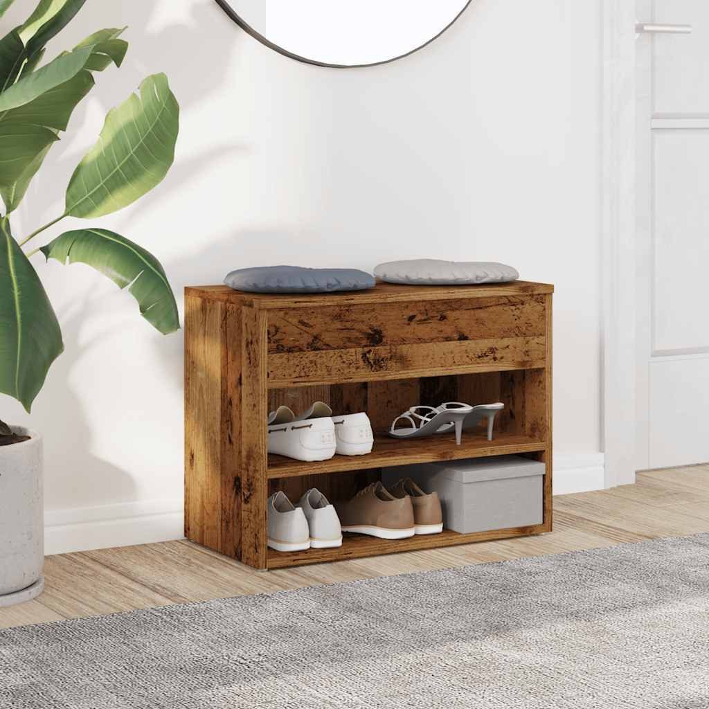 vidaXL Schuhregal Schuhbank Altholz-Optik 60x30x45 cm Holzwerkstoff, 1-tlg.