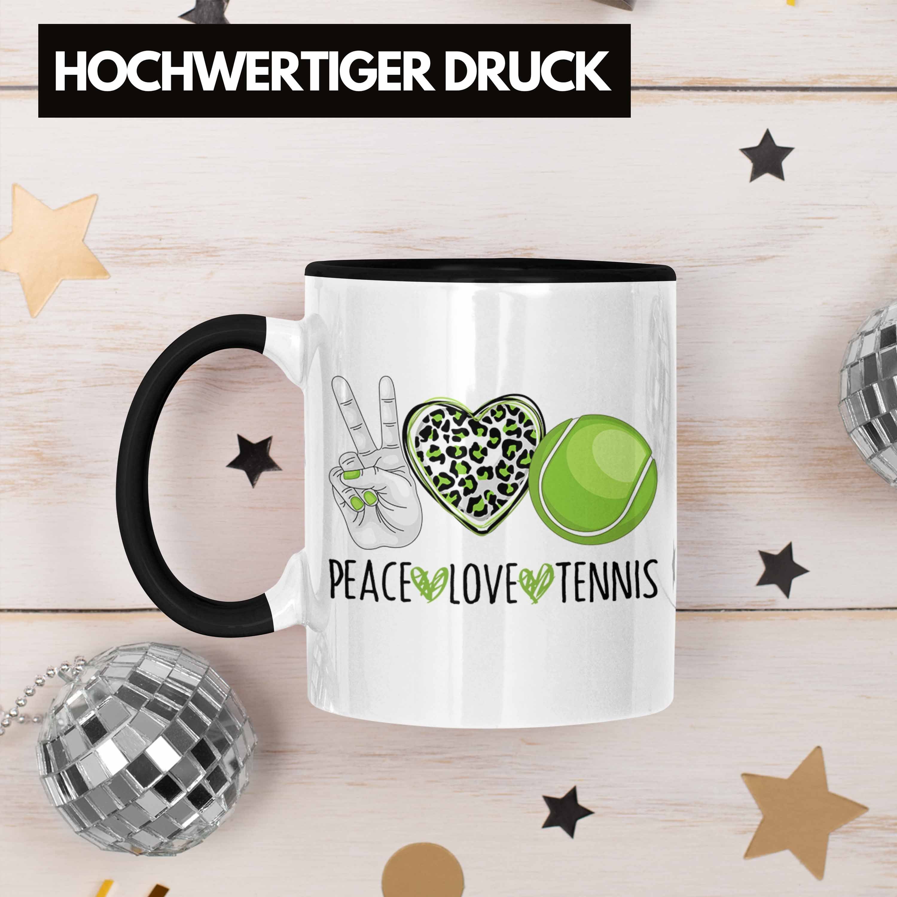 Tennis-Spieler Schwarz Lustige Geschenk Tasse Tasse "Peace Trendation für Tennis Trainer Coach