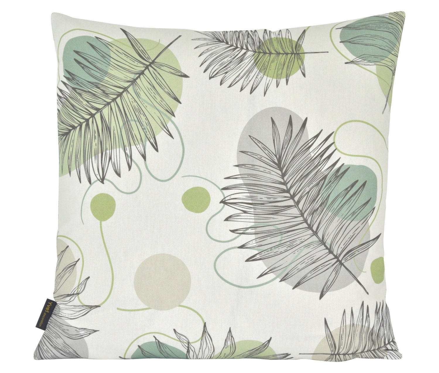 Yve! Decoration Kissenhülle MAYA, Jadegrün, Weiß, Baumwolle, 38 x 38 cm, (1 Stück), Blättermotiv