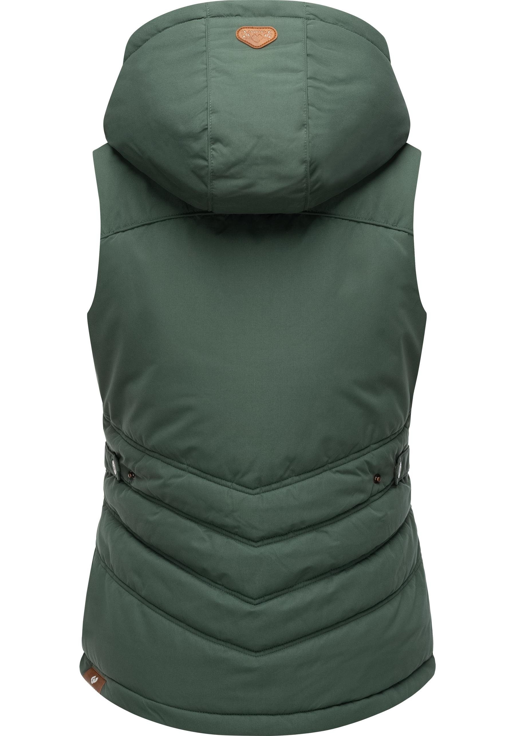 Ragwear Steppweste Hesty Wasserdichte Outdoor-Weste mit abnehmbarer Kapuze
