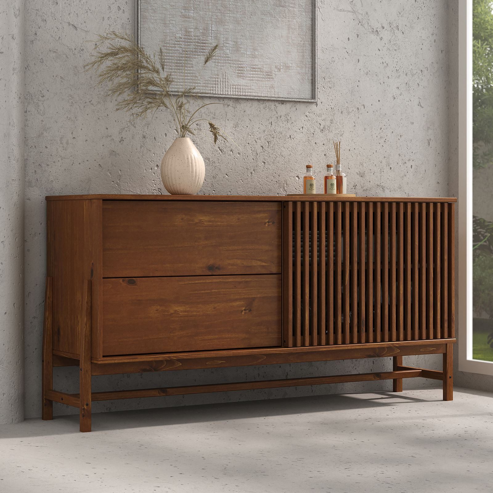 IDIMEX Sideboard ADAMO, Kommode 145 cm aus Massivholz mit Lamellen-Schiebet günstig online kaufen