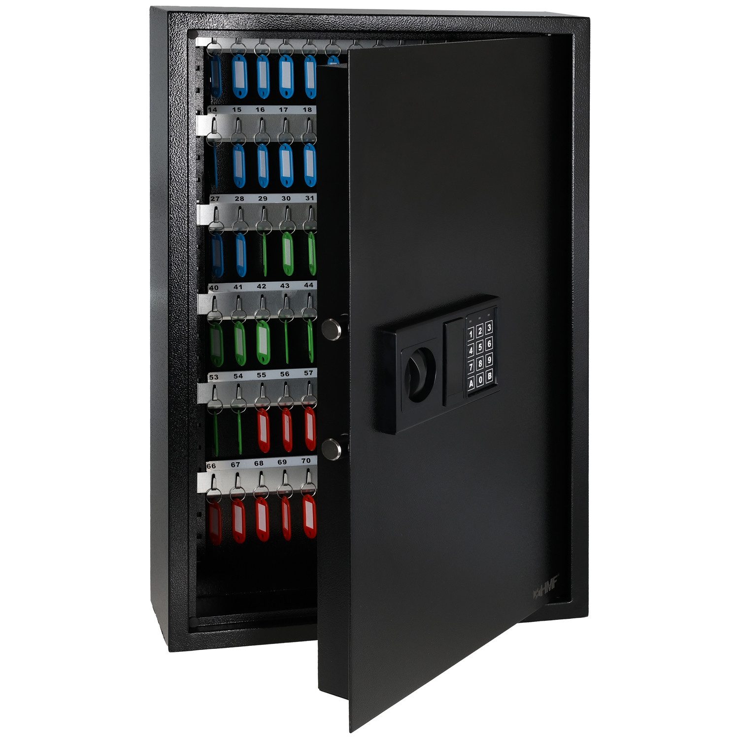HMF Schlüsseltresor Schlüsseltresor mit Zahlencode, Schlüsselsafe (133 Haken, inkl. Schlüsselanhänger), mit Elektronikschloss, 66,5 x 43 x 13 cm, Schwarz