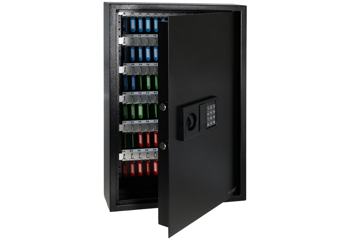 HMF Schlüsseltresor Schlüsseltresor mit Zahlencode, Schlüsselsafe (133 Haken, inkl. Schlüsselanhänger), mit Elektronikschloss, 66,5 x 43 x 13 cm, Schwarz