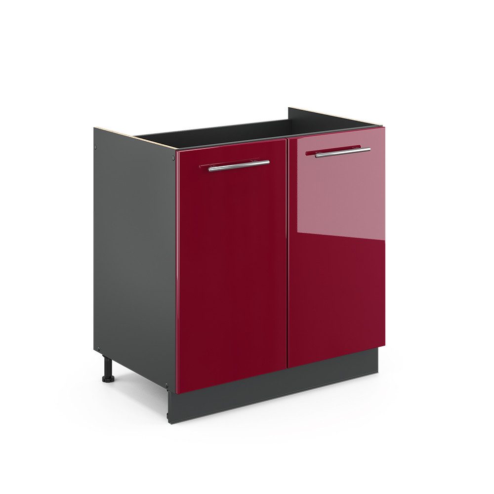 Vicco Spülenunterschrank Fame-Line, Bordeaux Hochglanz/Anthrazit, 80 günstig online kaufen