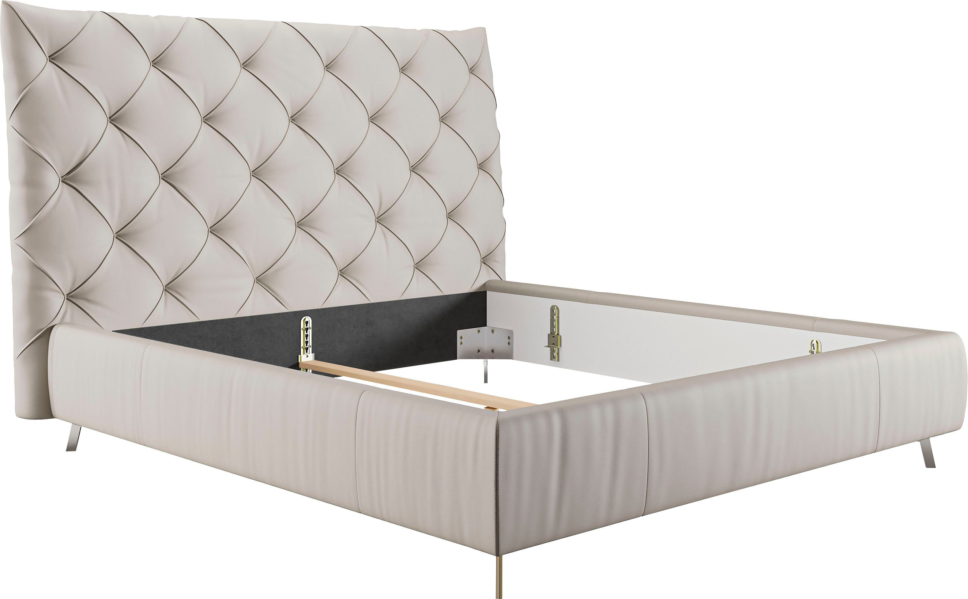 Home affaire Polsterbett Elloree, in 4 Breiten, hinten mit Originalstoff bezogen, auch in Leder, Kopfteilhöhe 143cm, belastbar bis 280 kg, auch in Überlänge 220cm