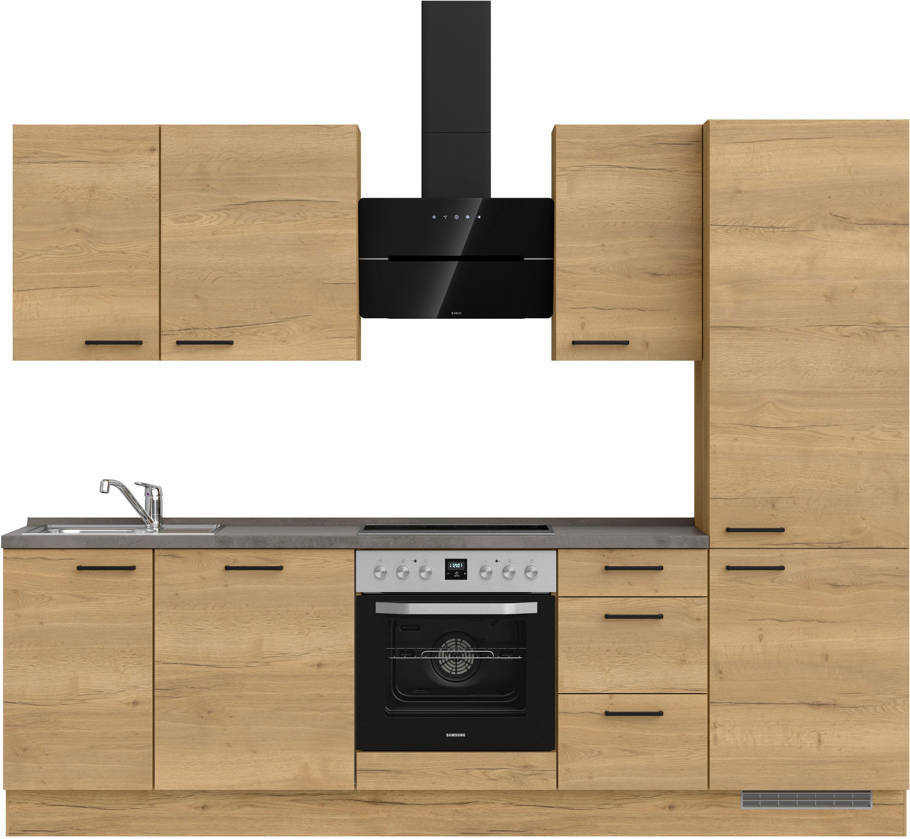 nobilia® Küchenzeile "Structura II", NEU: individuell anpassbar mit gratis Profi-Beratung, vormontiert, Breite 270 cm, Ausrichtung wählbar, wahlw. mit E-Geräten