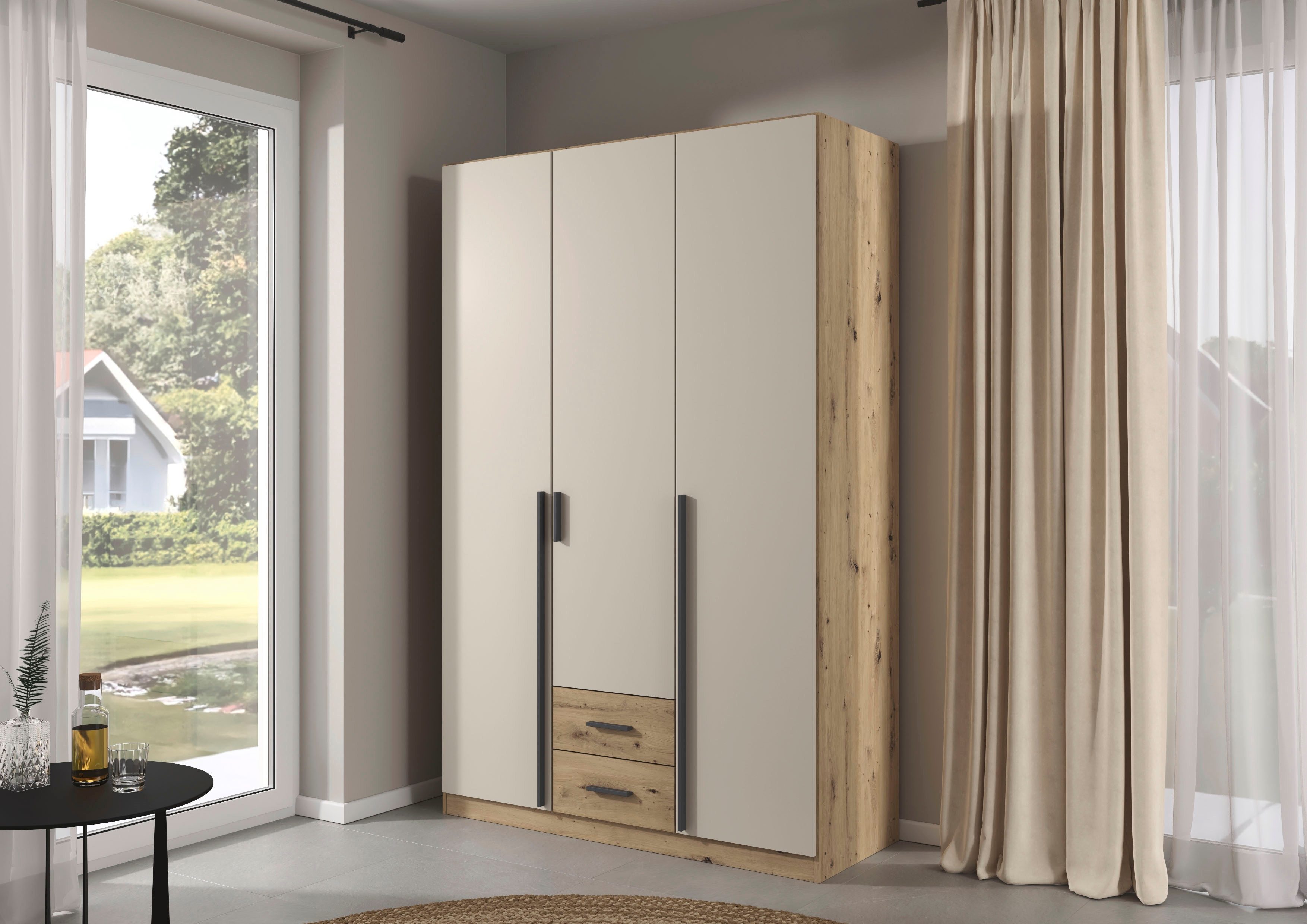 rauch Drehtürenschrank Kleiderschrank Garderobe GAMMA Breite 136 cm (in 3 Ausstattungen BASIC/CLASSIC/PREMIUM (inkl. SOFT-CLOSE-Funktion) mit Schubladen, verschiedene Griff-Varianten TOPSELLER MADE IN GERMANY
