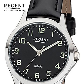 Regent Quarzuhr Regent Damen Uhr 2112419 Leder Quarz, (Analoguhr), Damen Armbanduhr rund, klein (ca. 29mm), Lederarmband