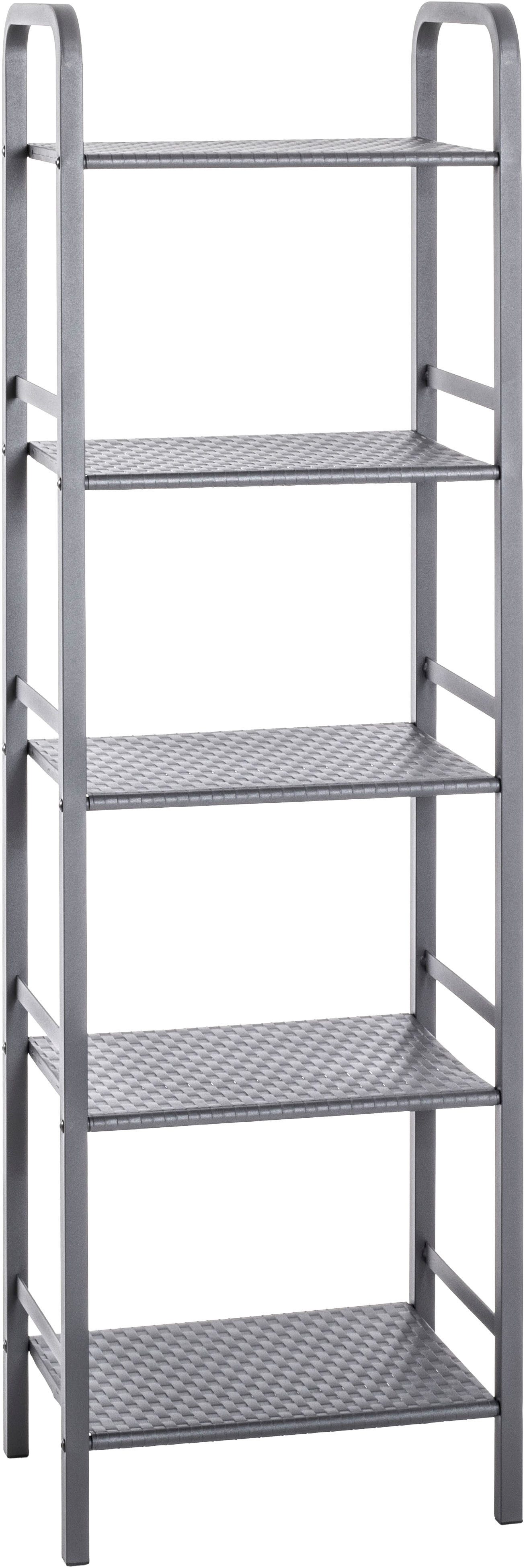 HAKU Regal Aufbewahrungsregal, Dekoregal, Standregal, rechteckig - aus Metall Grau - B/T/H 40/28/137 cm