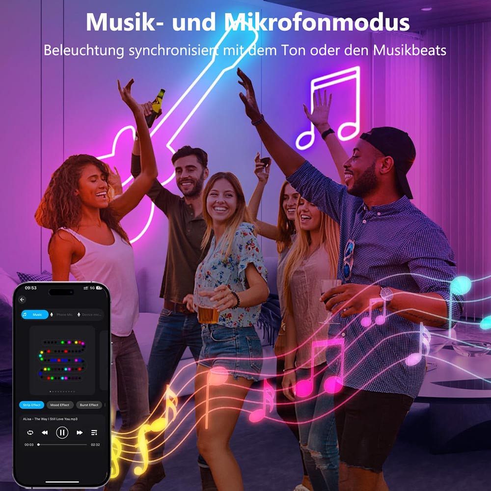 Jibenhome LED-Lichterkette LED Neonlicht Streifen, USB-betrieben LED-Streif günstig online kaufen