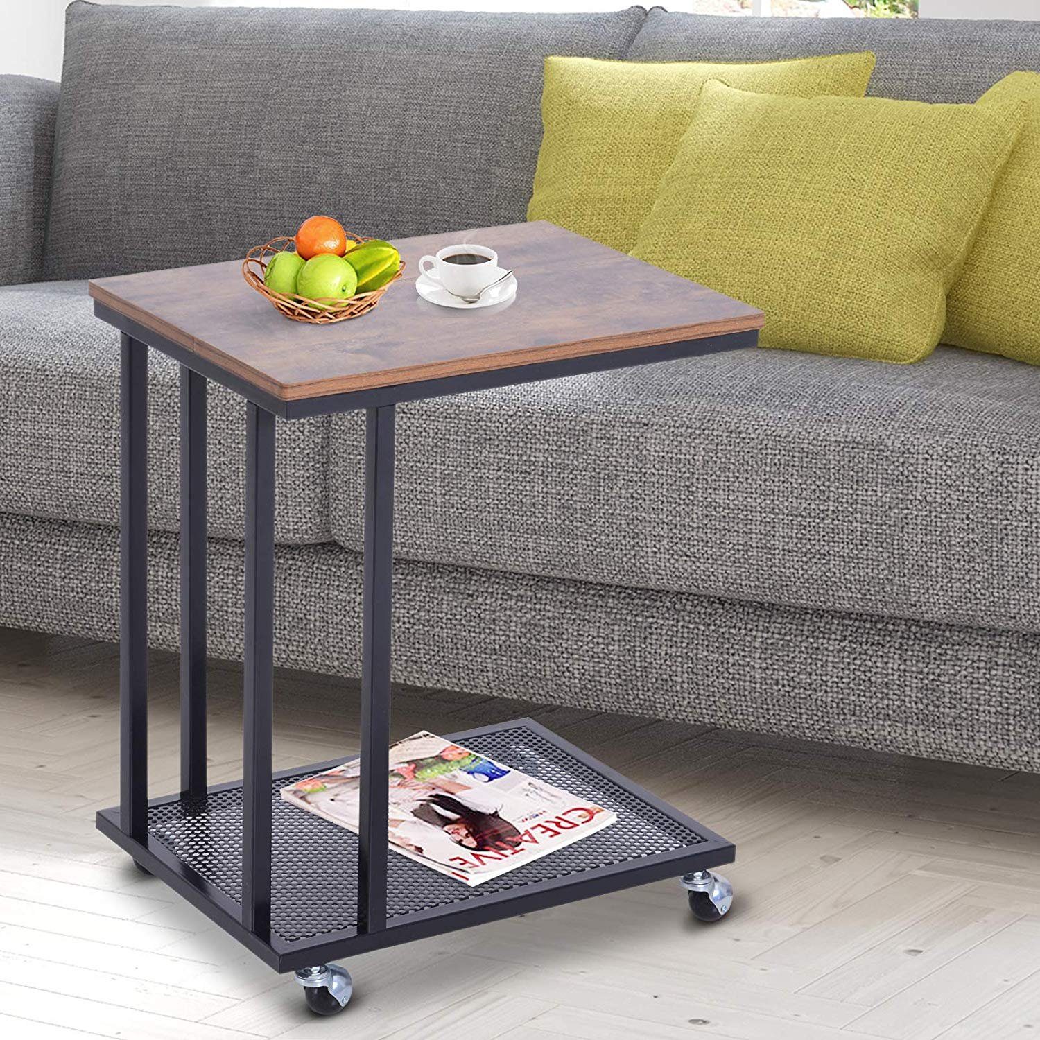 HOMCOM Beistelltisch Rollbarer Beistelltisch in C-Form – Bild 2 von 5