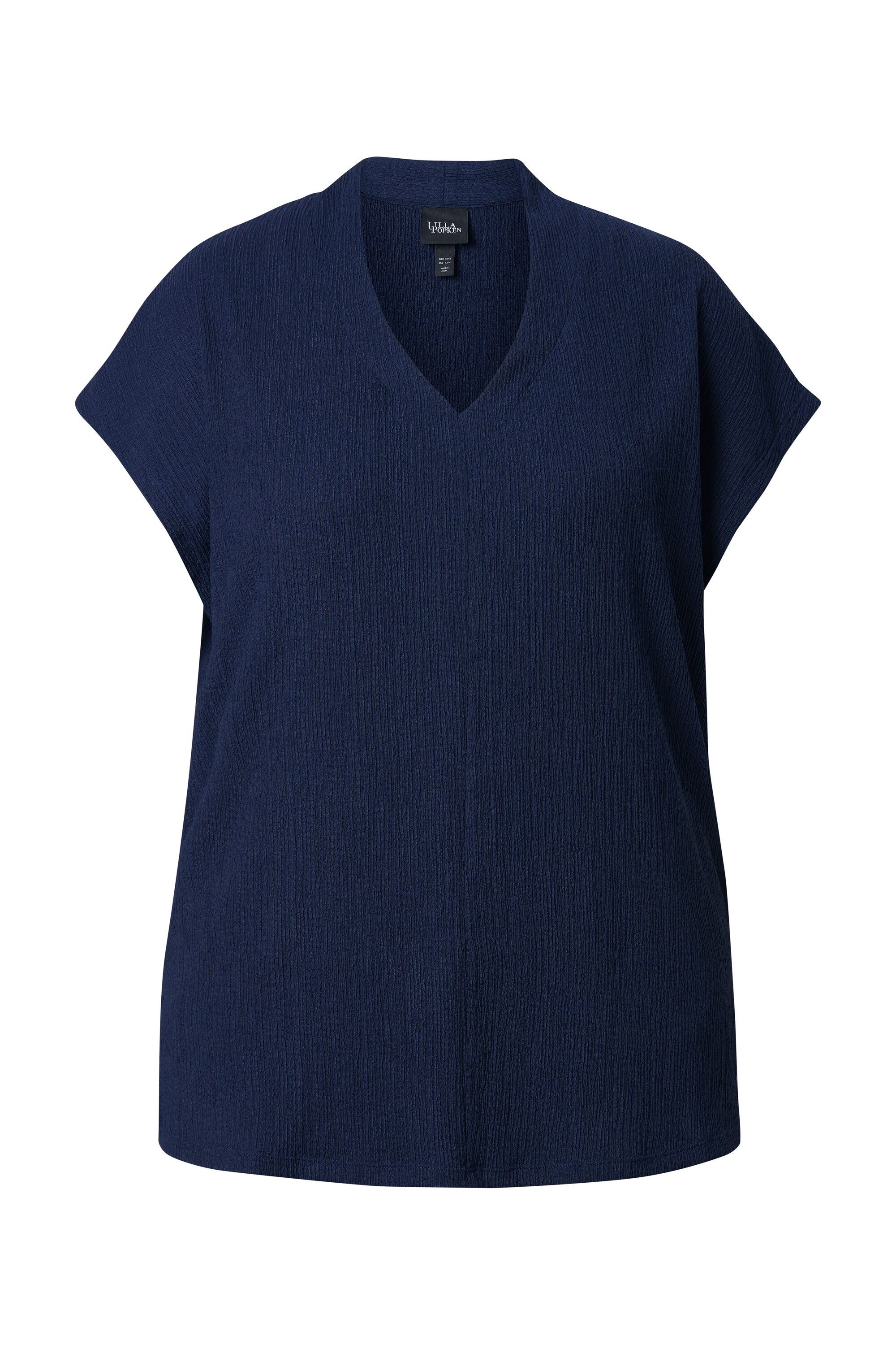 Ulla Popken T-Shirt T-Shirt Oversized Kelchkragen V-Ausschnitt Halbarm günstig online kaufen