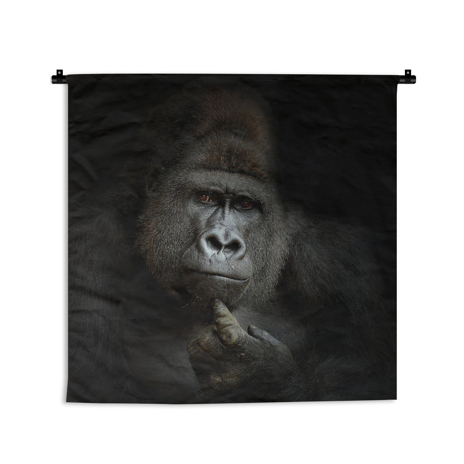 MuchoWow Wanddekoobjekt Gorilla - Affe - Tiere - Schwarz und weiß, Wanddeko für Wohnzimmer, Schlafzimmer, Kleid, Wandbehang, Kinderzimmer