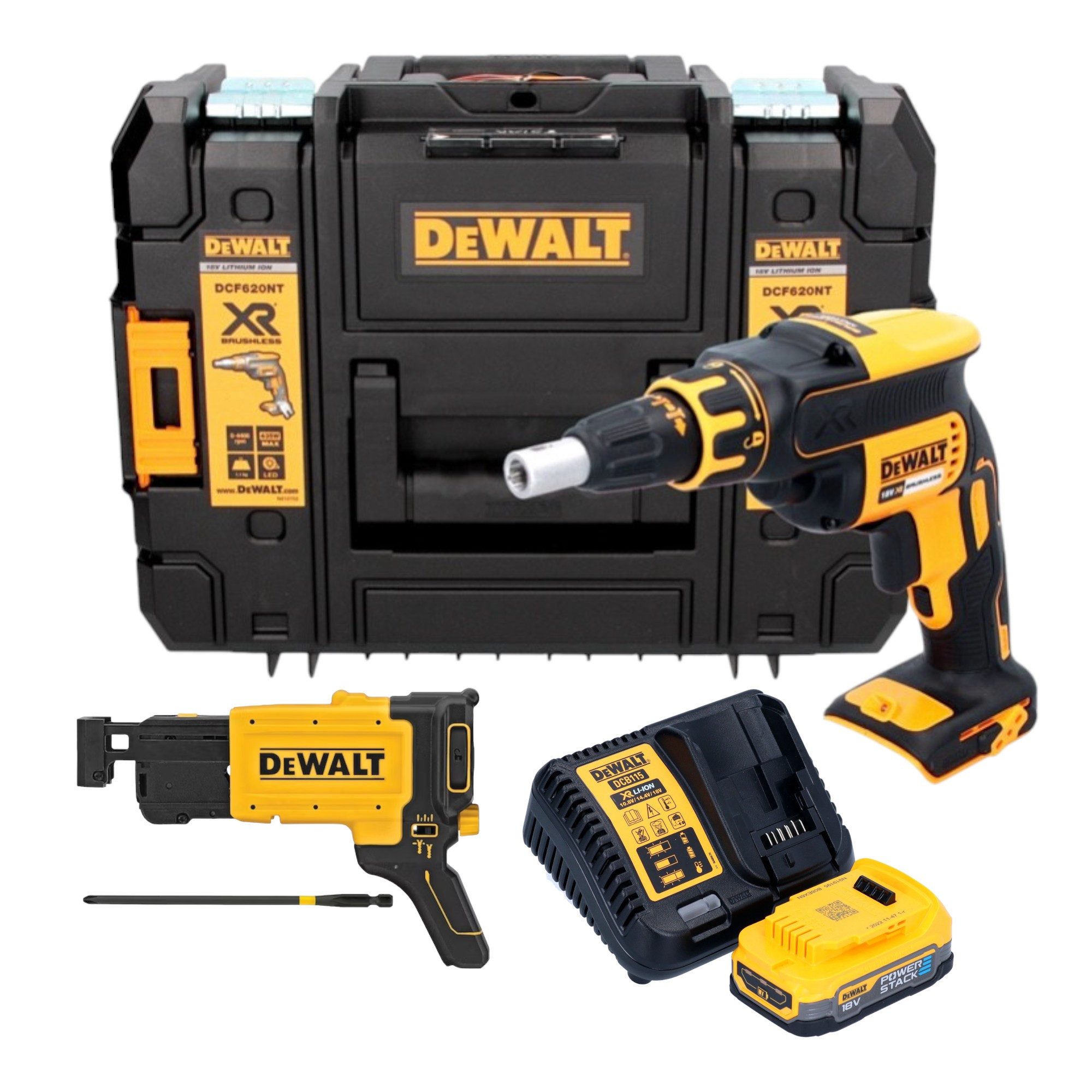 DeWalt Akku-Magazinschrauber DCF 620 E1T Akku Trockenbauschrauber 18 V 30 Nm Brushless