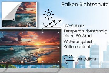 MuchoWow Balkonsichtschutz Sonnenuntergang - Strand - Meer - Golfen (1-St) Balkon Sichtschutz 90x200, Windschutz für Zaun PVC, 200x90 cm