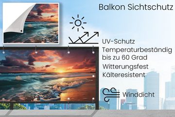 MuchoWow Balkonsichtschutz Sonnenuntergang - Strand - Meer - Golfen (1-St) Balkon Sichtschutz, Windschutz, 200x90 cm