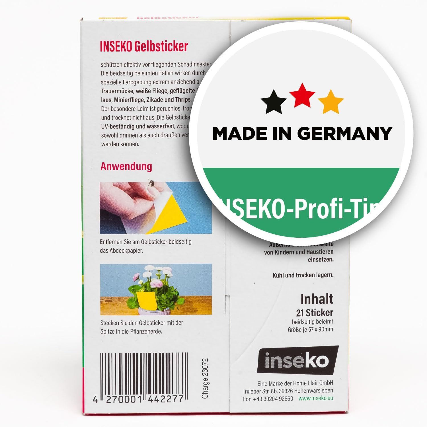 Inseko Klebefalle 21 x inseko Gelbsticker I Gelbtafeln gegen Trauermücken, Gelbfalle 100% giftfrei
