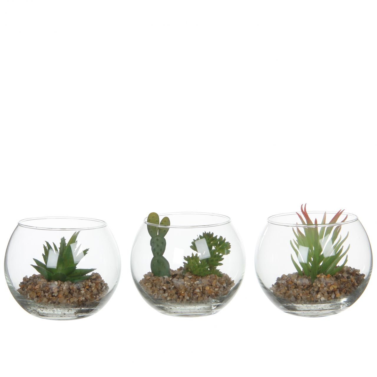 Kunstpflanze Mica Sukkulente im Glas 8 x 10 cm, Mica Decorations