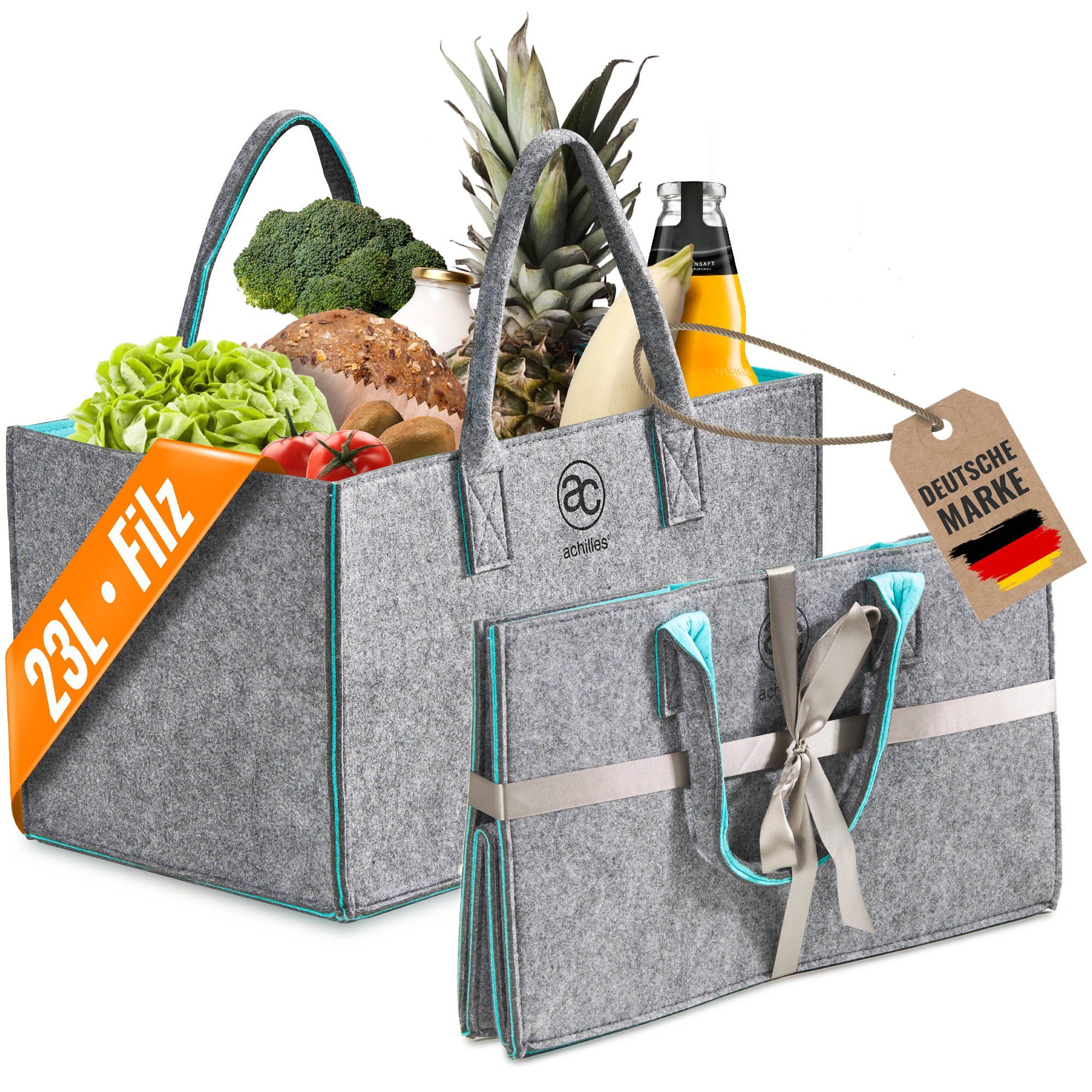 achilles Einkaufskorb Filzkorb Filz-Shopper Einkaufs-Tasche Kaminholz-Korb Faltbar