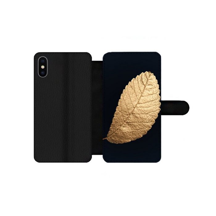 MuchoWow Handyhülle Gold - Blätter - Schwarz - Pflanzen - Luxus - Natur Handyhülle Telefonhülle Apple iPhone Xs Max