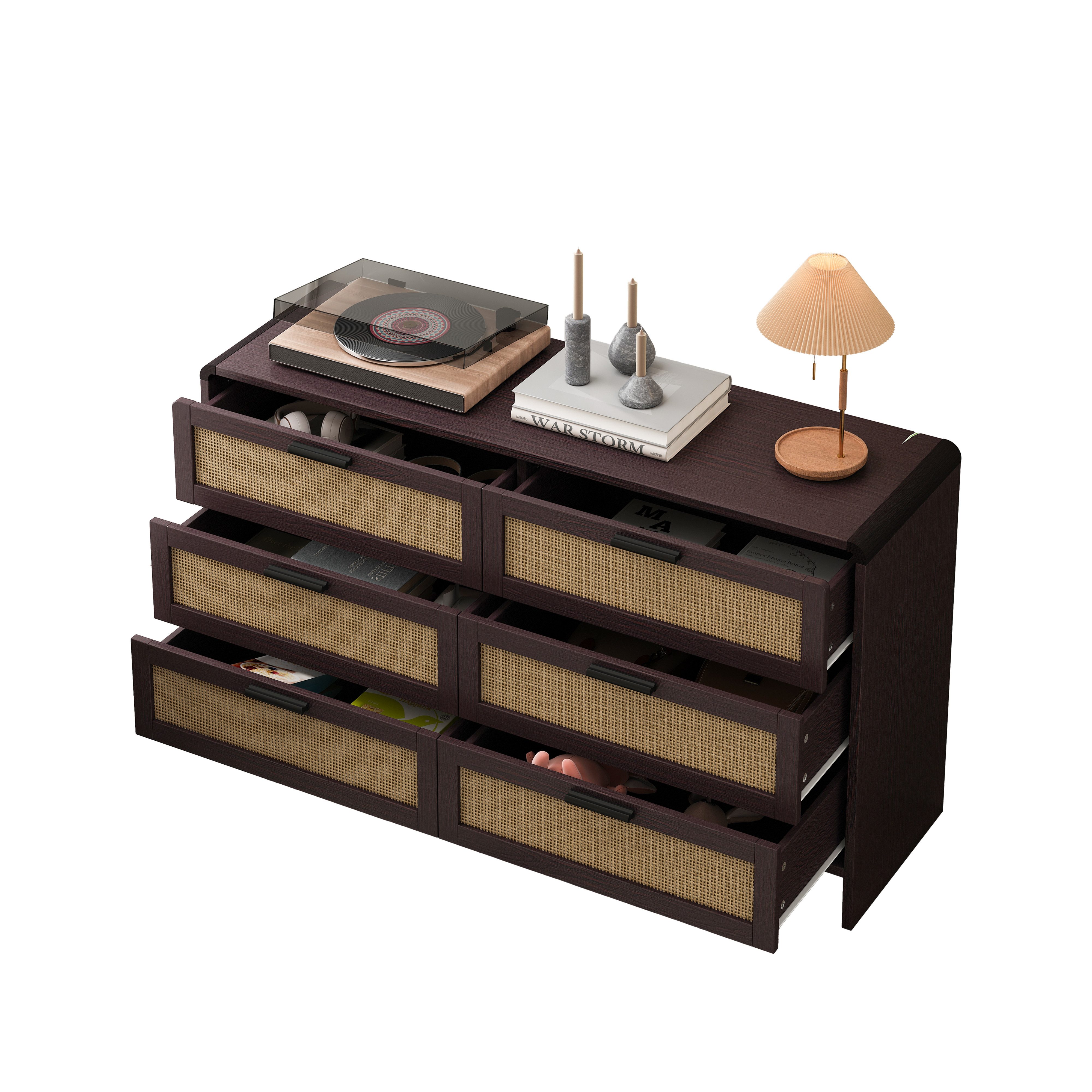 FANNOU Kommode Schubladenschrank mit 6 Schubladen, 130 x 74 x 40 cm, für Wohnzimmer, Schlafzimmer und Küche