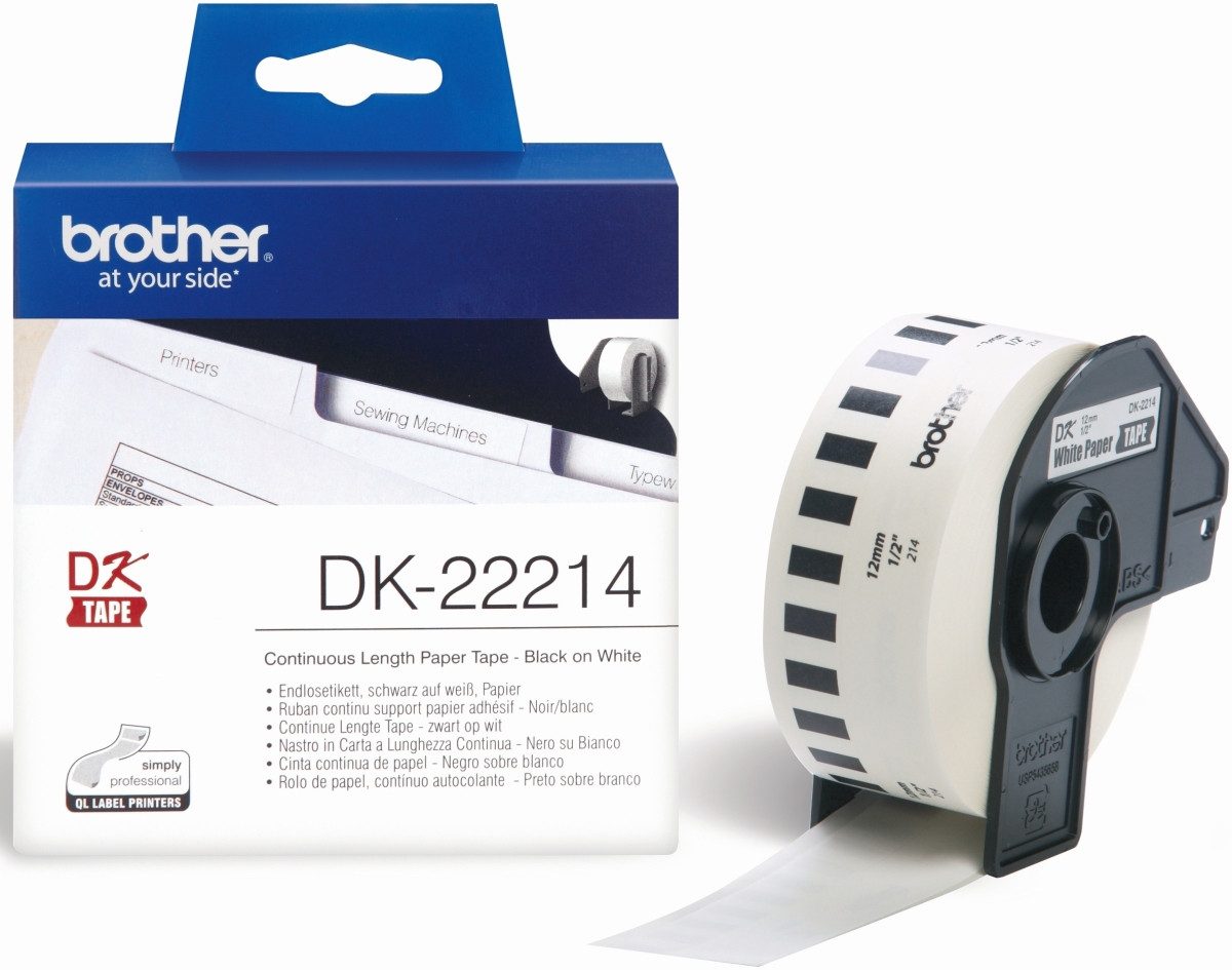 Brother Etiketten Endlosetiketten auf Rolle 12mm x 30,48m weiß
