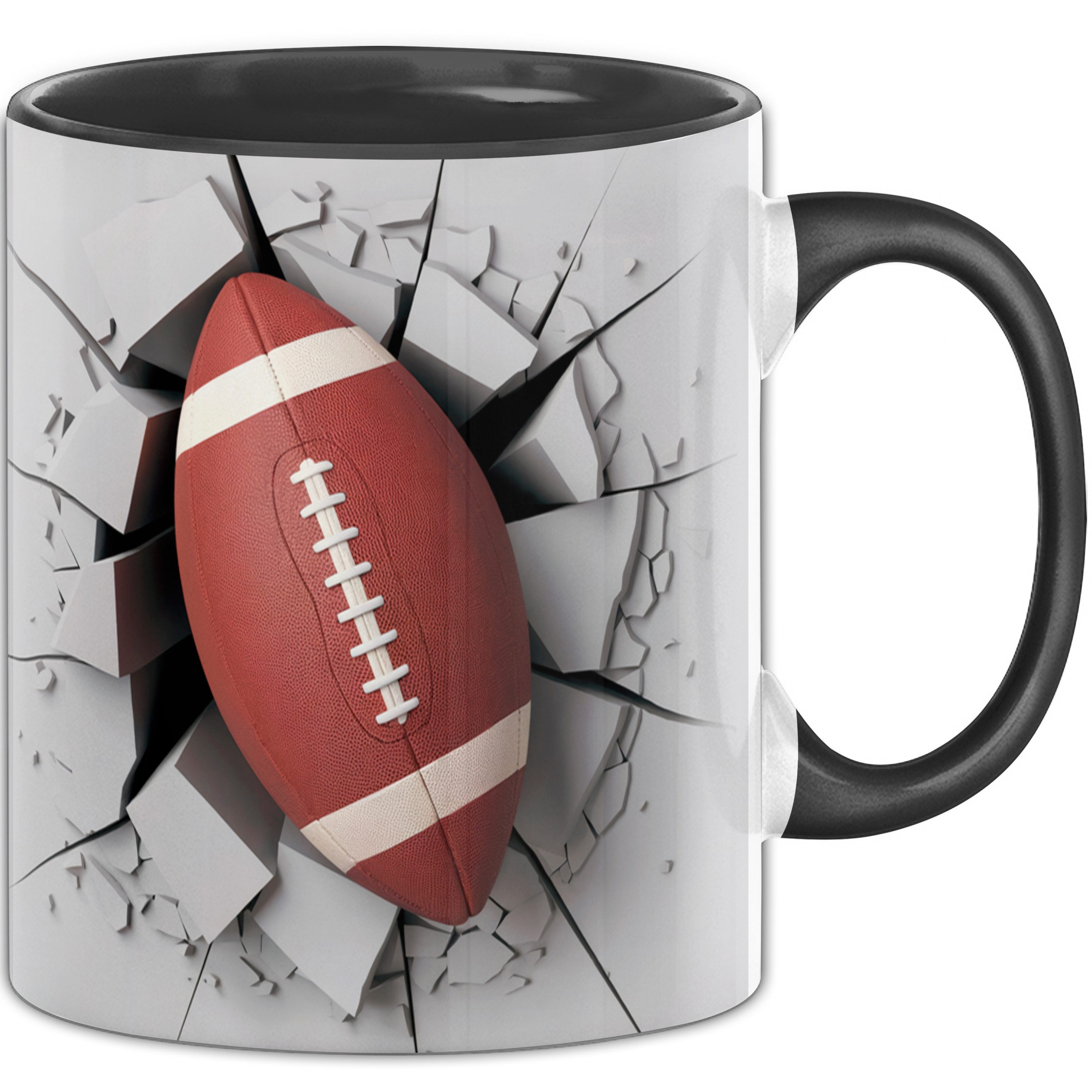 Trendation Tasse 3D American Football Tasse Geschenk American Football Durchbruch Wan