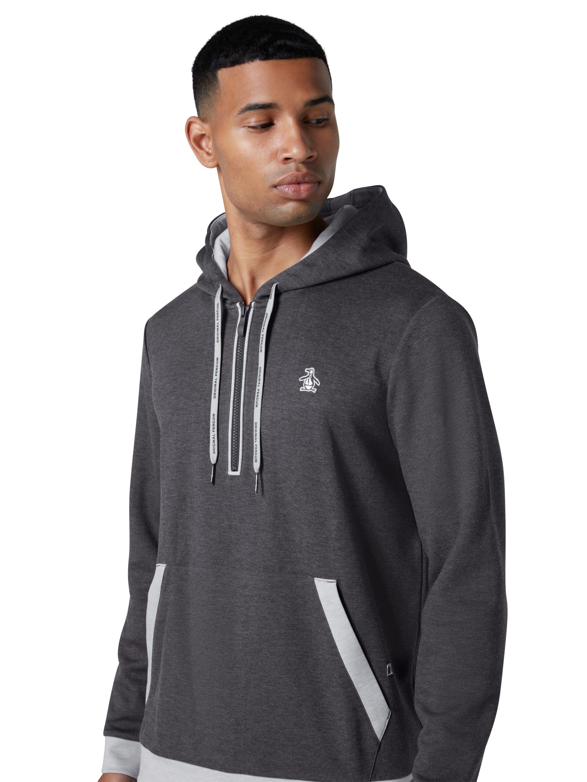 Original Penguin Longsweatshirt Penguin Hoodie Earl Caviar-Grau Herren