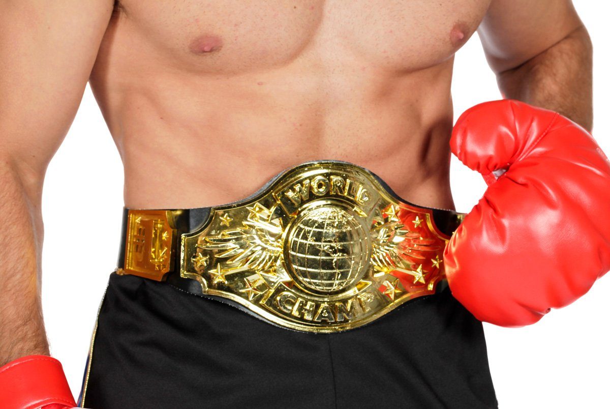 Wilbers Polizei-Kostüm Boxergürtel - Goldener World Champion Gürtel fürs  Boxen - Onesize