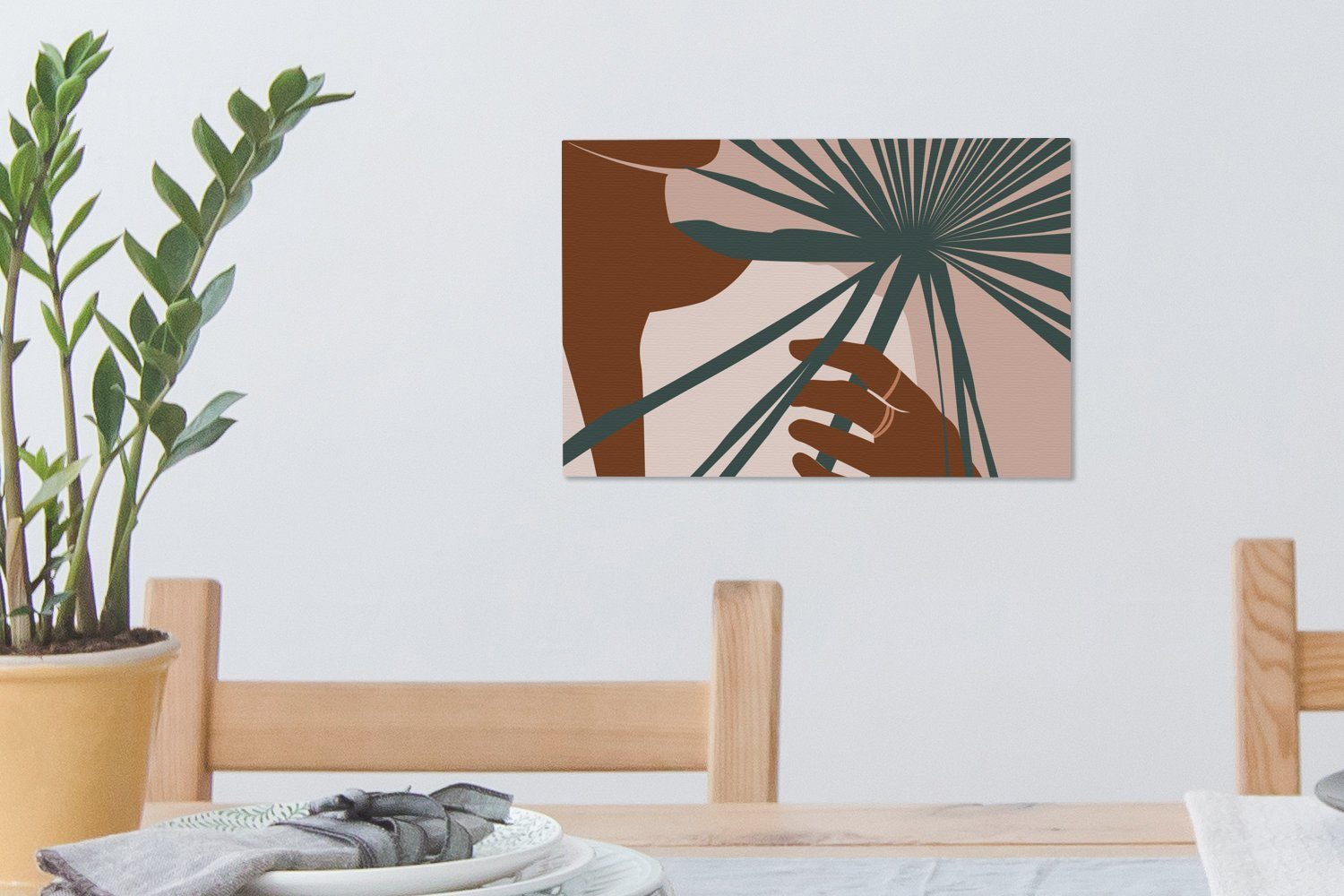 OneMillionCanvasses® Leinwandbild Pflanze - Wanddeko, - Leinwandbilder, (1 St), cm Abstrakt, Wandbild Aufhängefertig, Tropisch 30x20
