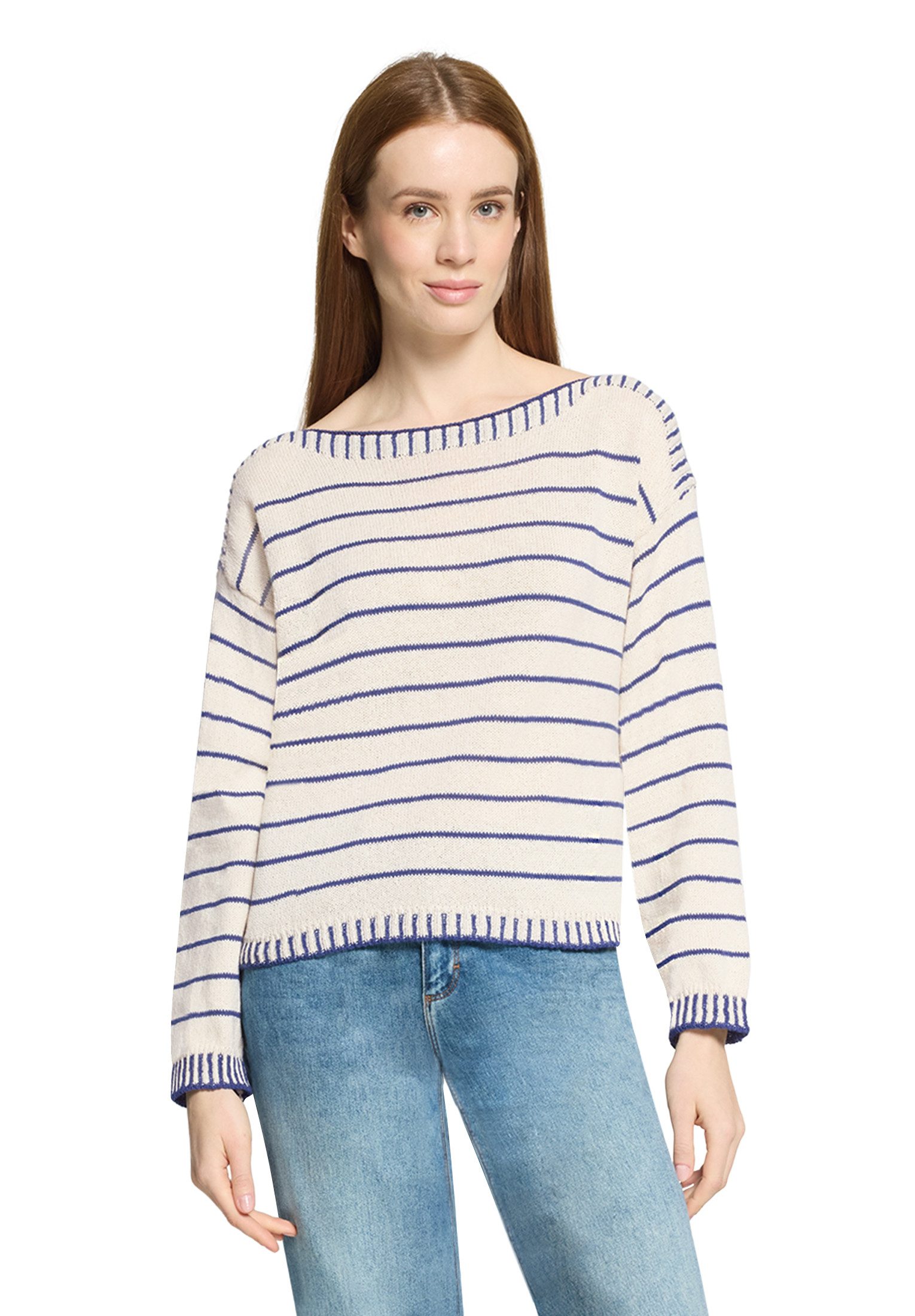 Cartoon Strickpullover Damen mit U-Boot-Ausschnitt (1-tlg)