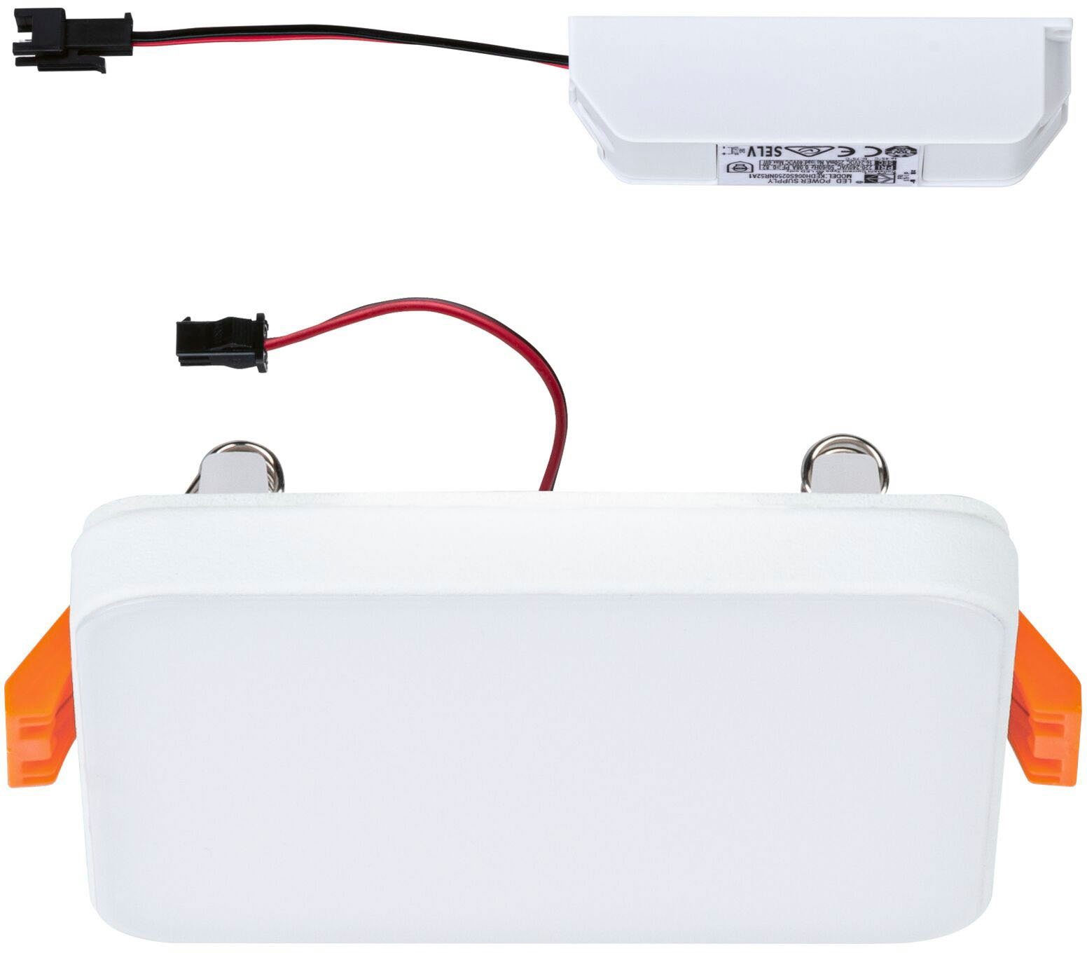 Paulmann LED Weiß Weiß, 450lm Veluna 90x90mm 450lm VariFit eckig fest IP44 Warmweiß, integriert, eckig 90x90mm Einbauleuchte 3000K VariFit Edge 3000K IP44 LED