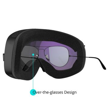 YEAZ Skibrille STEEZE ski- und snowboard-brille schwarz/schwarz, Premium-Ski- und Snowboardbrille für Erwachsene und Jugendliche