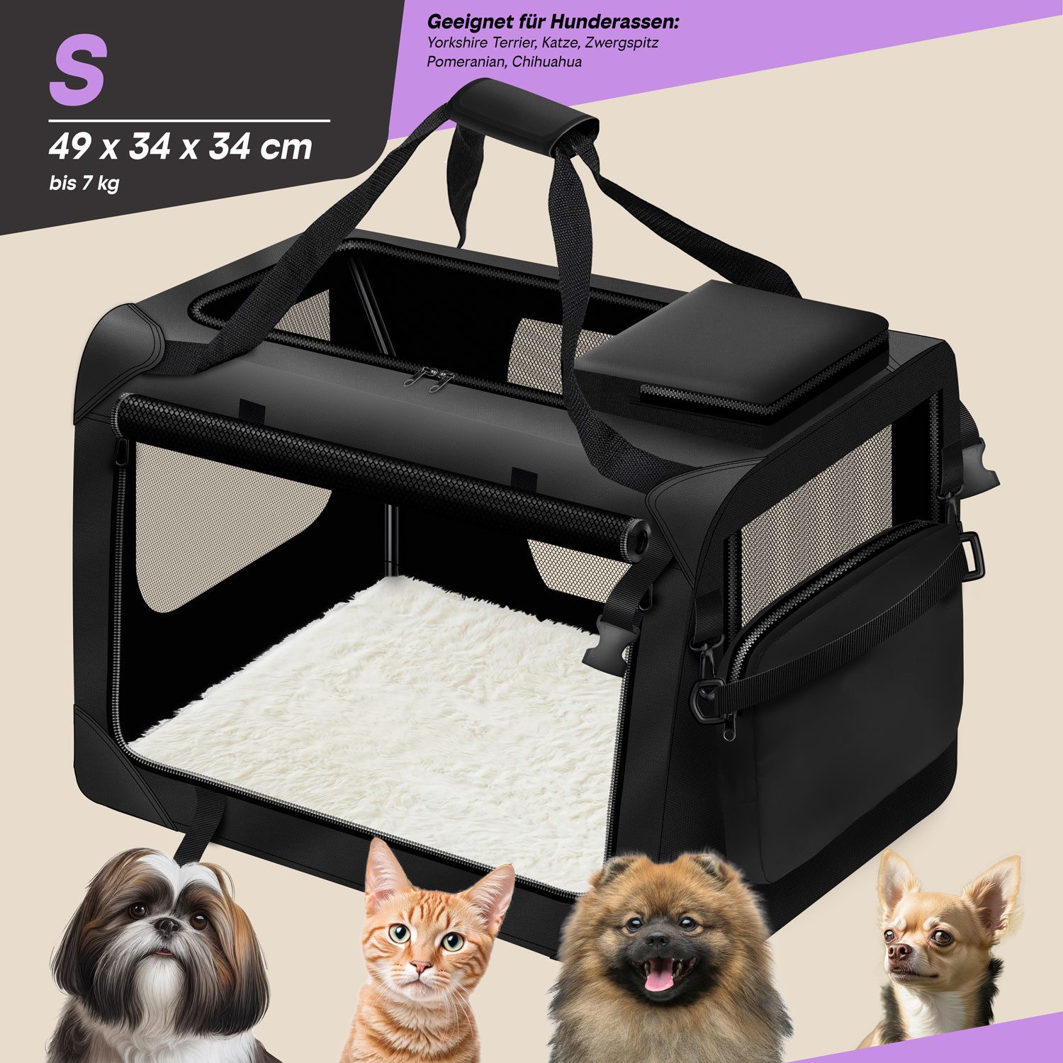 all Pets United Hunde-Transportbox Hunde Transportbox Faltbare Hundebox Wasserfest & Mobil für Haustiere, Haustierbox, Transporttasche für Hunde & Katzen
