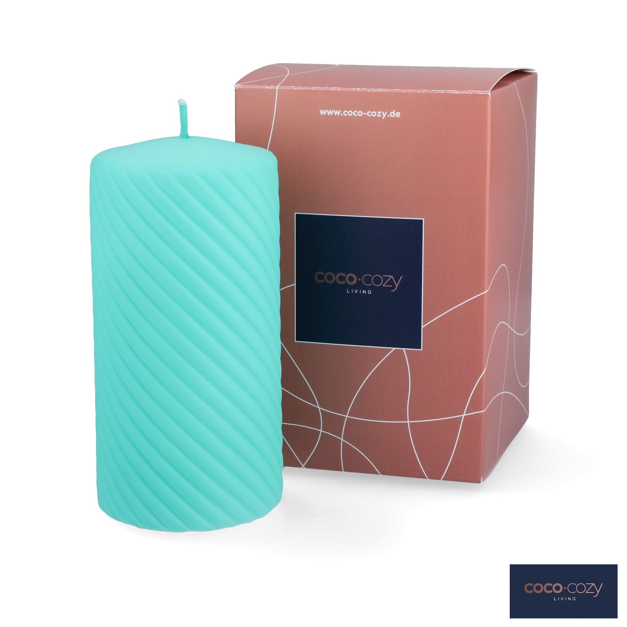 coco+cozy Stumpenkerze Stumpenkerzen Carla - türkis, günstig online kaufen