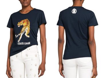 roberto cavalli T-Shirt ROBERTO CAVALLI RC TIGER PRINT LOGO COTTON T-SHIRT TOP LOUNGE ICONIC S