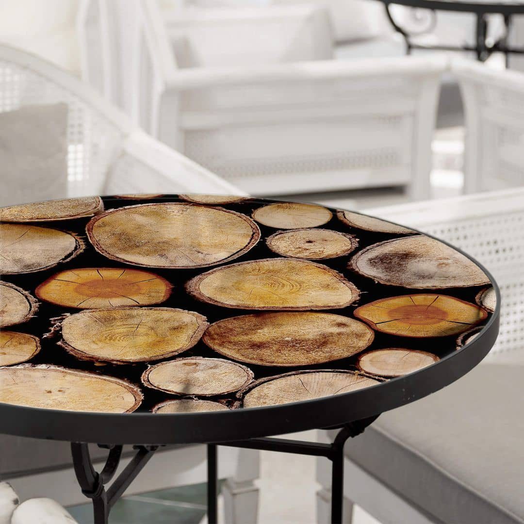 K&L Wall Art Esstischplatte Glas Tischplatte Holz Optik Glastisch Baumstamm Maserung Glasplatte