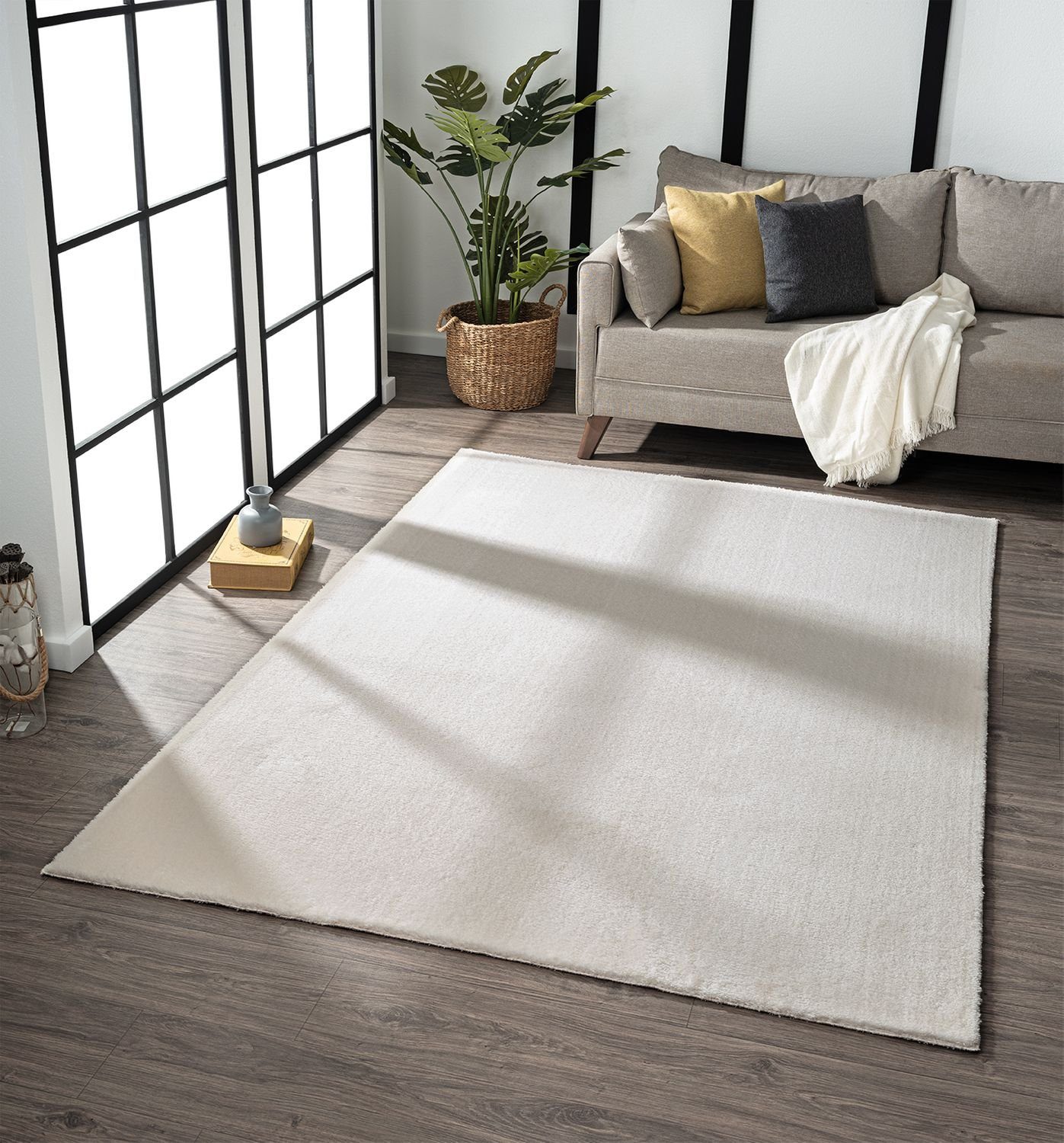 Vimoda Fellteppich Teppich Wohnzimmer Waschbar softy, Rechteckig, Rutschfest Extra flauschig weich