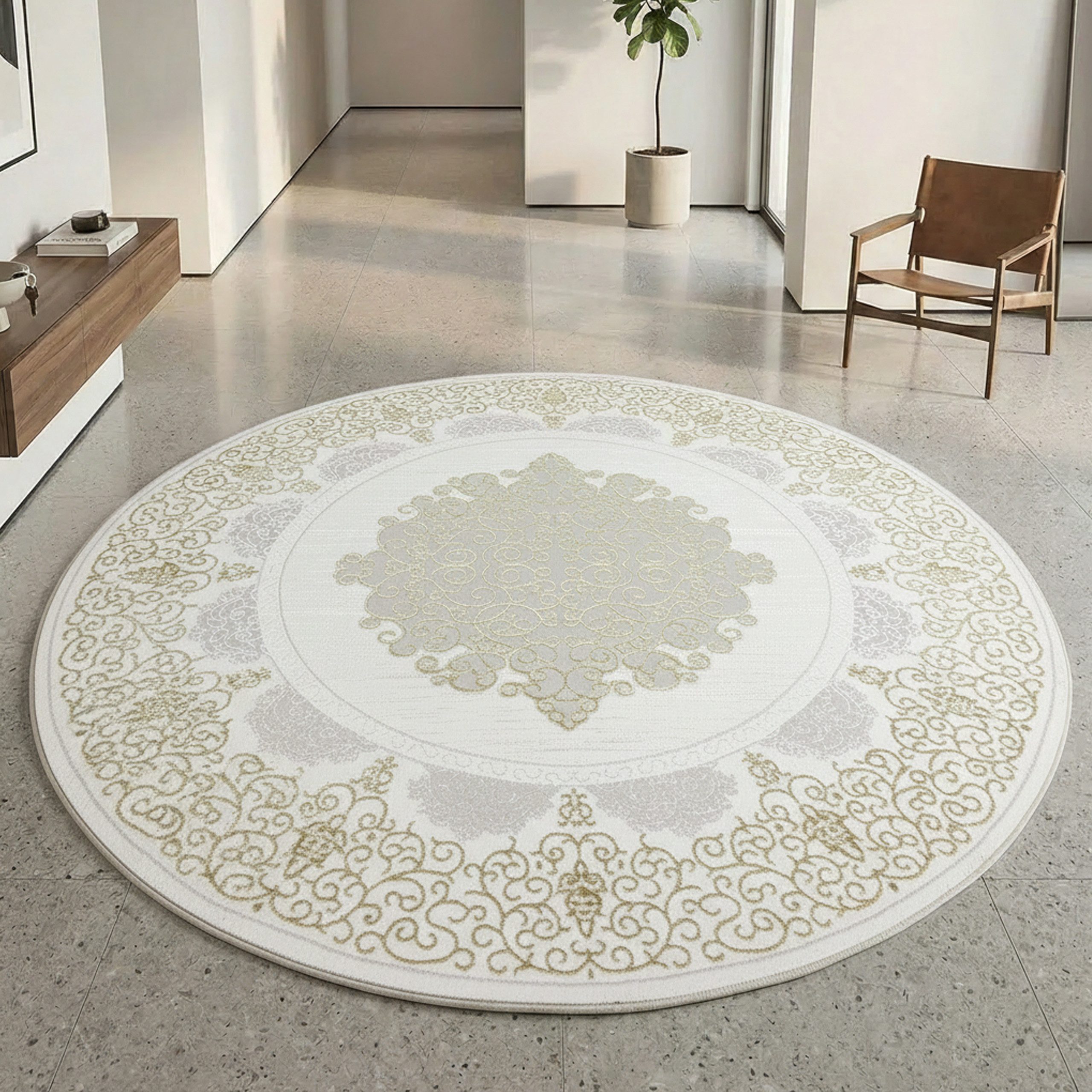 TeppichHome24 Teppich Teppich Designer Teppich in verschiedenen Farben, rund, Höhe: 8 mm, pflegeleicht, robust, langlebig