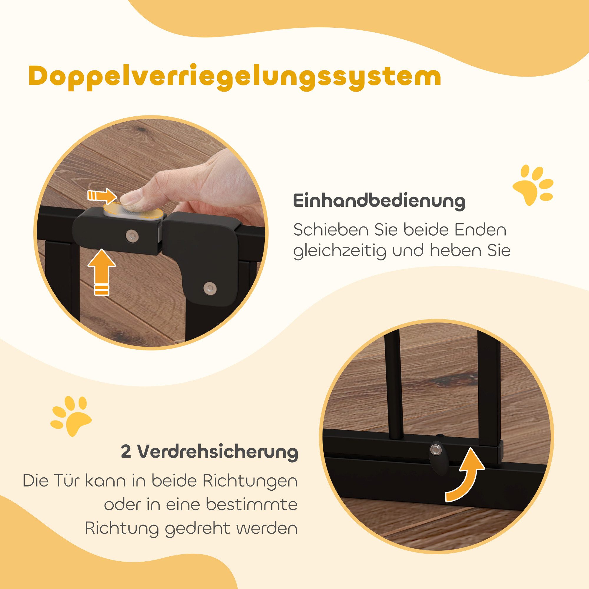 PawHut Hundegitter Treppenschutzgitter mit 10 cm Verlängerung Türgitter ohne Bohren (Absperrgitter, 1 St., Türschutzgitter), für Tür, Treeppe, Schwarz – Bild 5 von 5