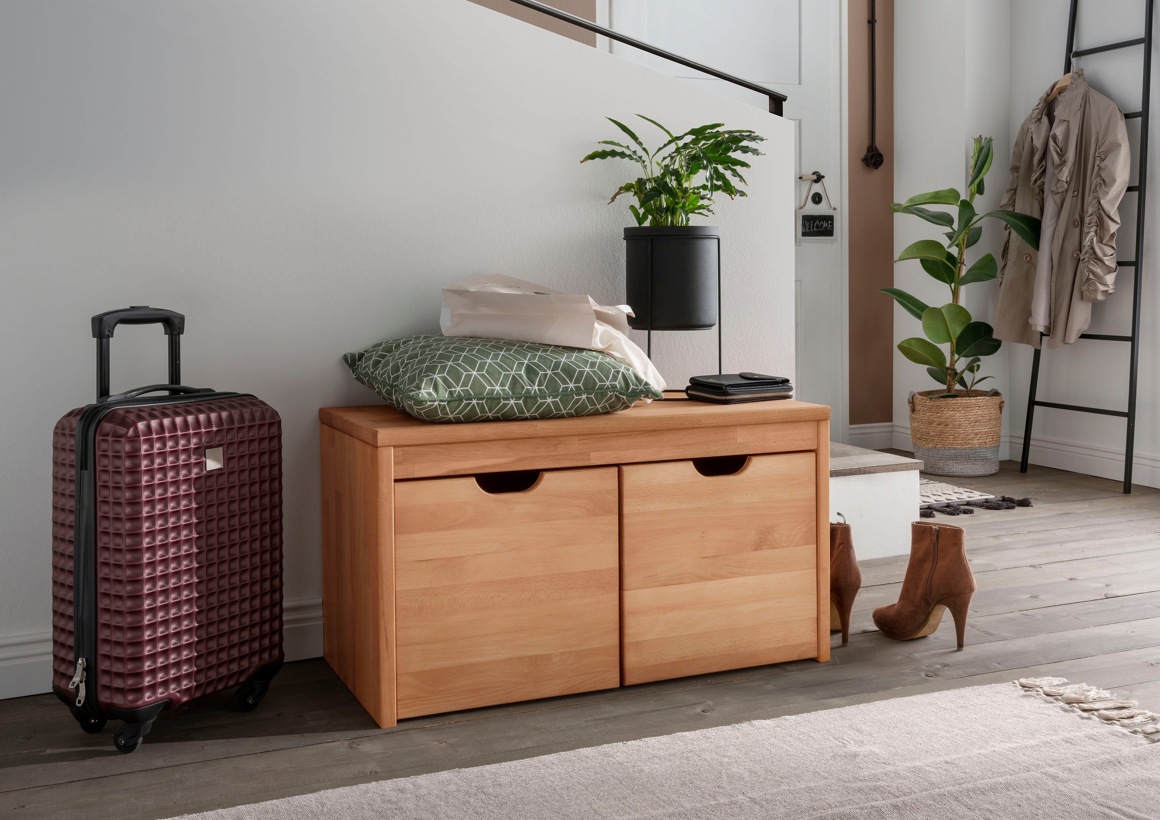 Home affaire Schuhbank Dura Schuhbank incl. Schubladen funktionell und stabil, Massivholz, Skandinavisches Design, Robust, stabil, FSC zertifiziert