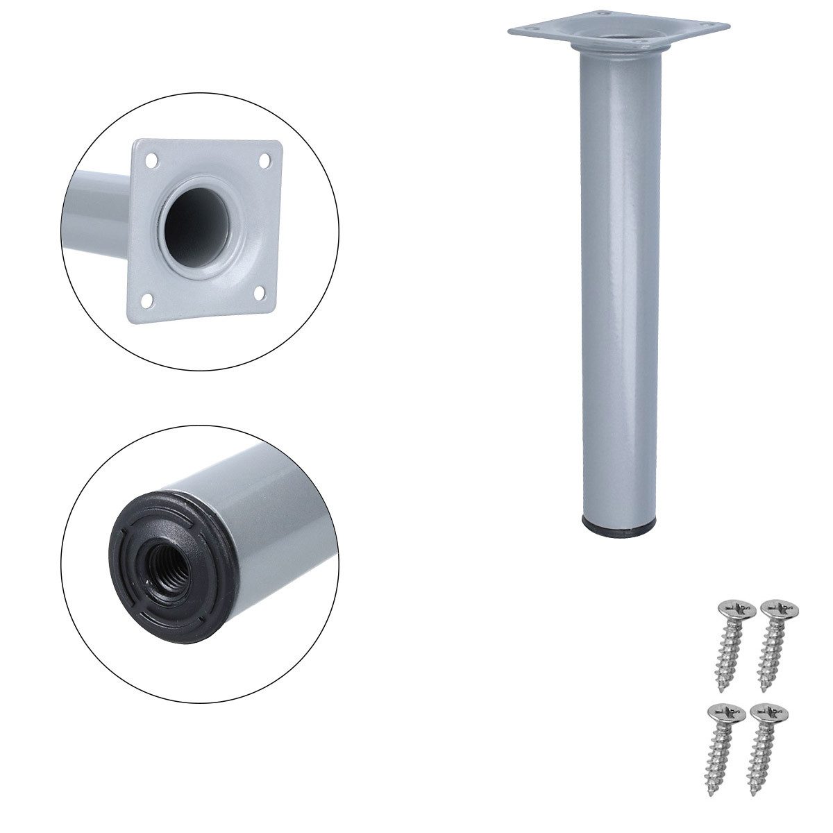 MS Beschläge Möbelfuß 4er Set Silber Möbelbeine Möbelstützen Tischbeine