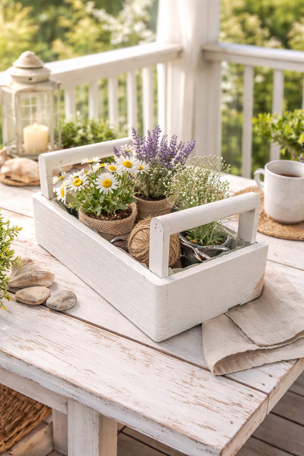 finehomegarden Blumenkasten Holz-Pflanzkasten weiß – 26 × 16 cm – Höhe 8 cm – Mit Folie ausgelegt (1 St), Dekorativer Kräuter- & Blumenpflanzkasten