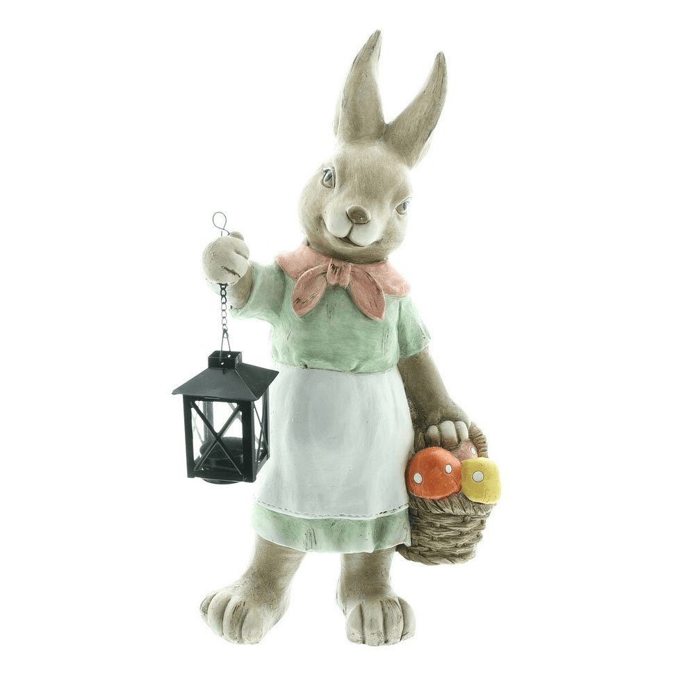 Home-trends24.de Osterhase Hasen Mädchen Laterne Osterhase Häsin Figur Statue Skulptur Ostern